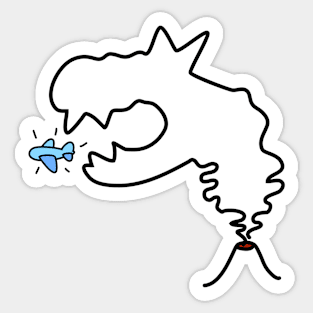 Volcano Monster catches Plane Sticker